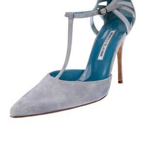 Manolo Blahnik Light Blue Suede Women's Heels